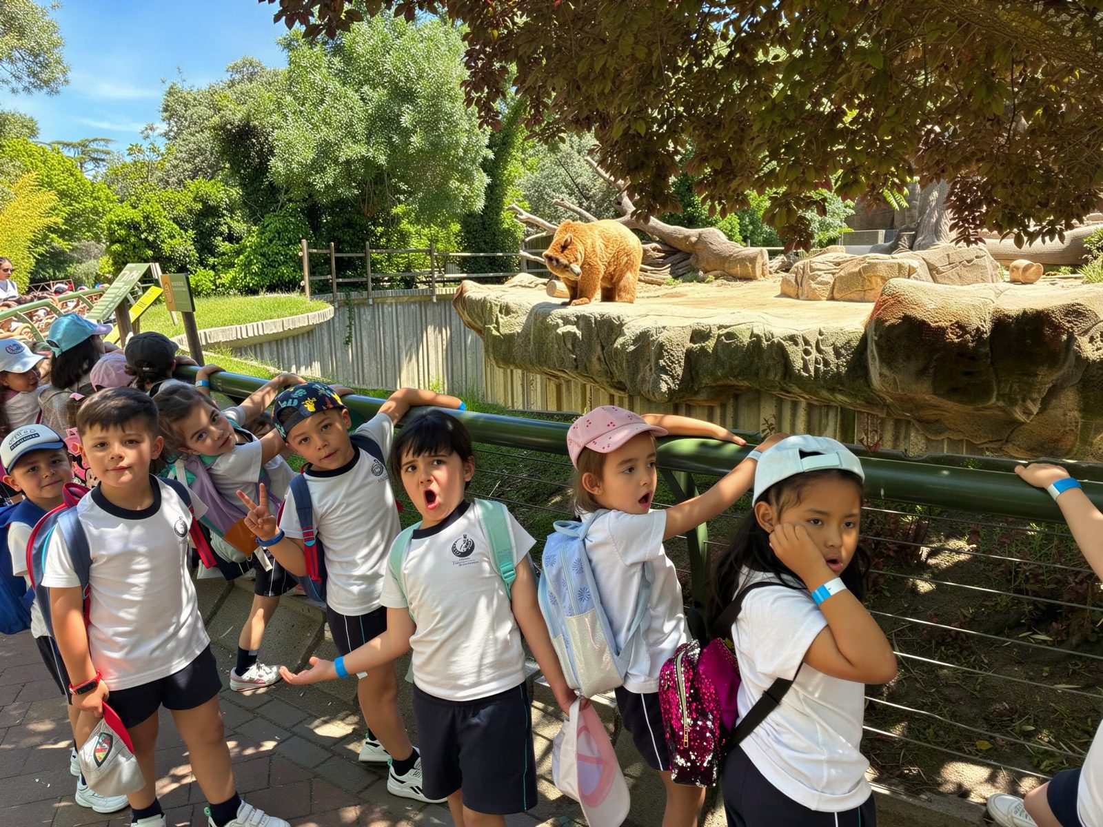 Alumnado de Primaria en el recinto de fieras durante la excursión