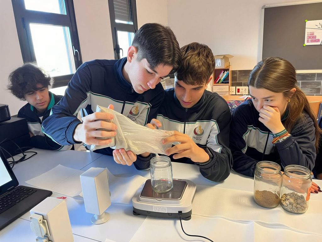 Alumnado de Bachillerato trabajando en el laboratorio del centro
